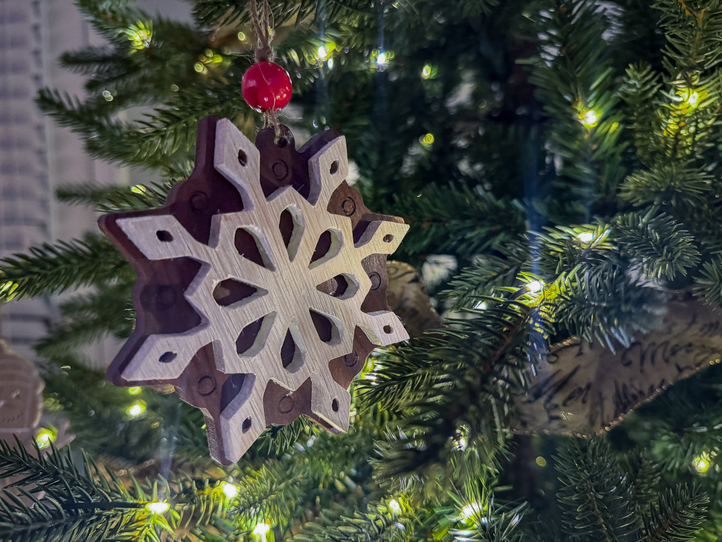 Christmas Ornaments – Two-Tone Wood Ornaments – Wood Christmas Ornaments – Reindeer Ornament – Snowflake Ornament – Snowman Ornament – Holiday Décor – Christmas Décor – Snowglobe Ornament
