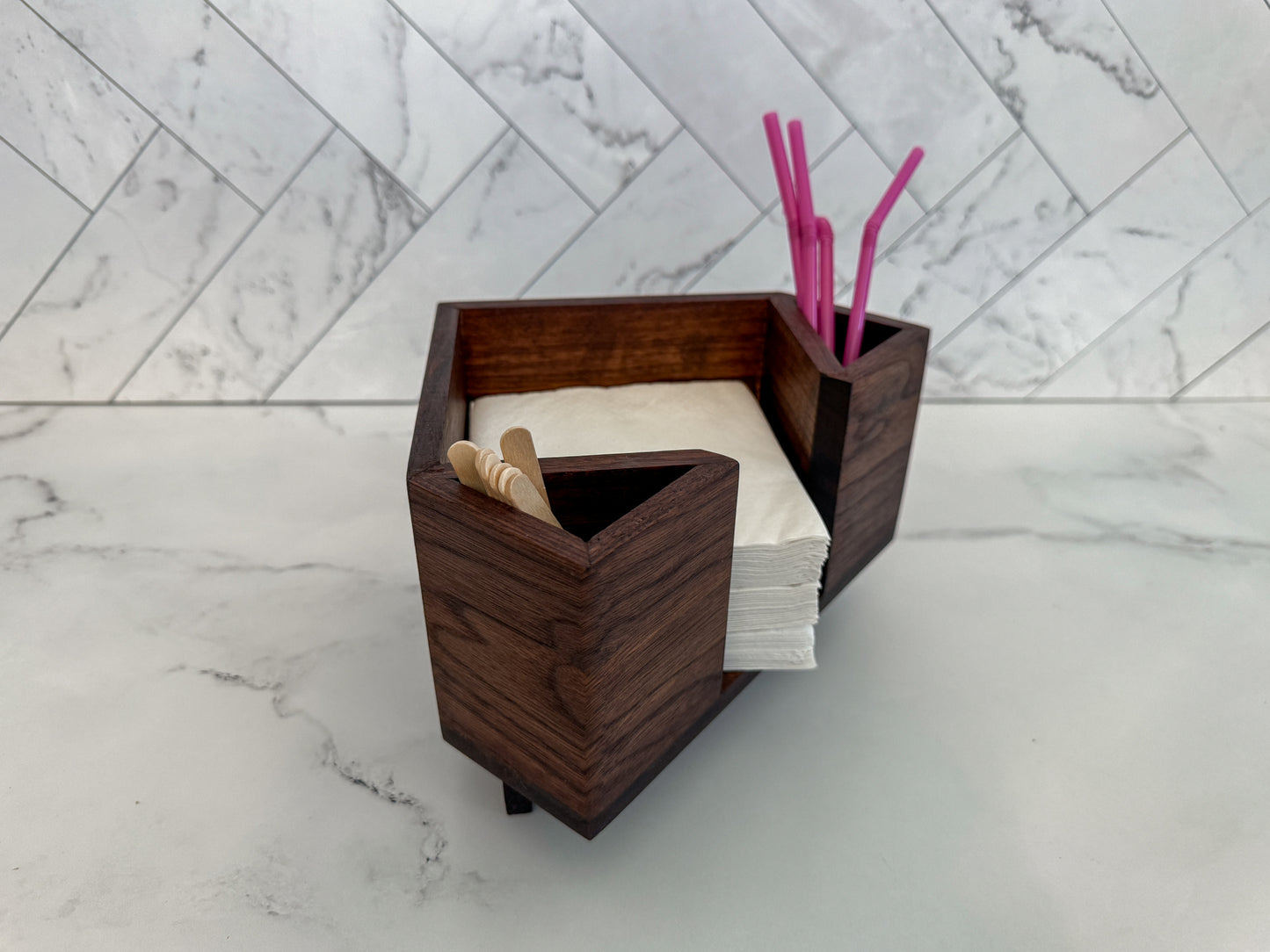 Cocktail Napkin Holder – Napkin Tray – Napkin and Straw Holder – Kitchen Organization – Coffee Bar Accessory – Cocktail Bar Accessory