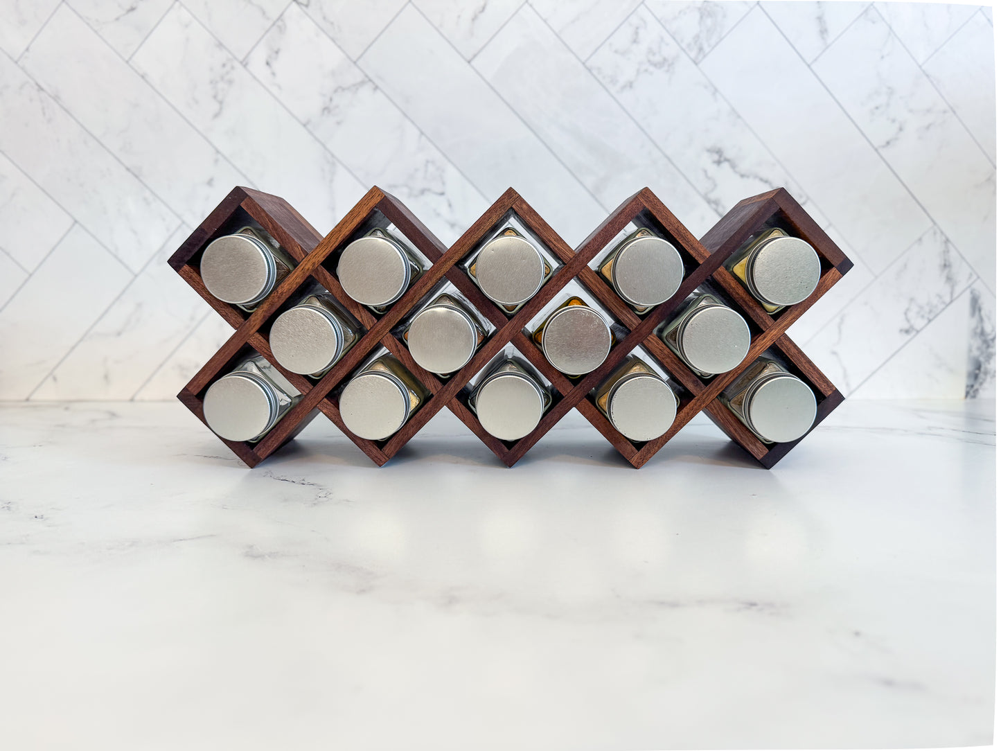 Criss-Cross Wood Spice Rack