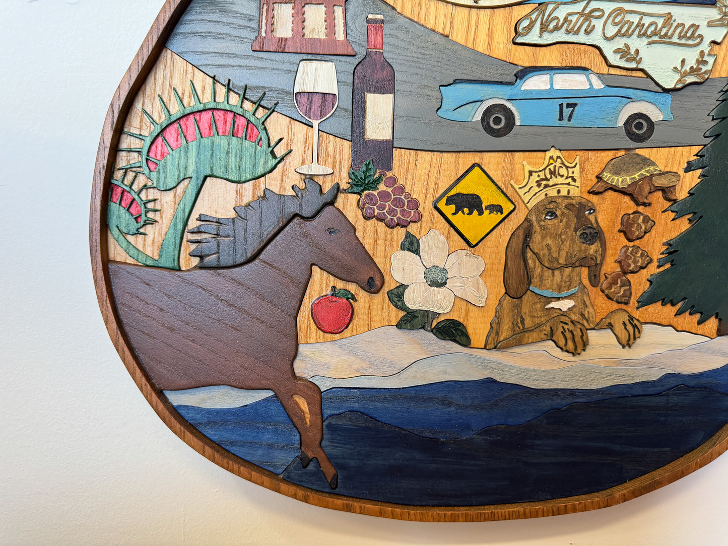 North Carolina-Themed Wood Art Acoustic Guitar Collage