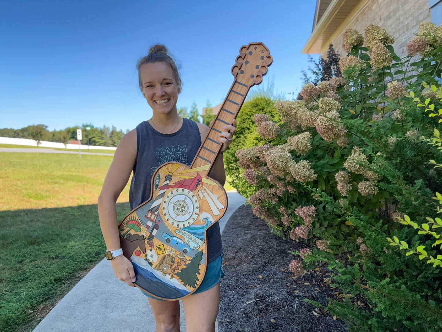 North Carolina-Themed Wood Art Acoustic Guitar Collage