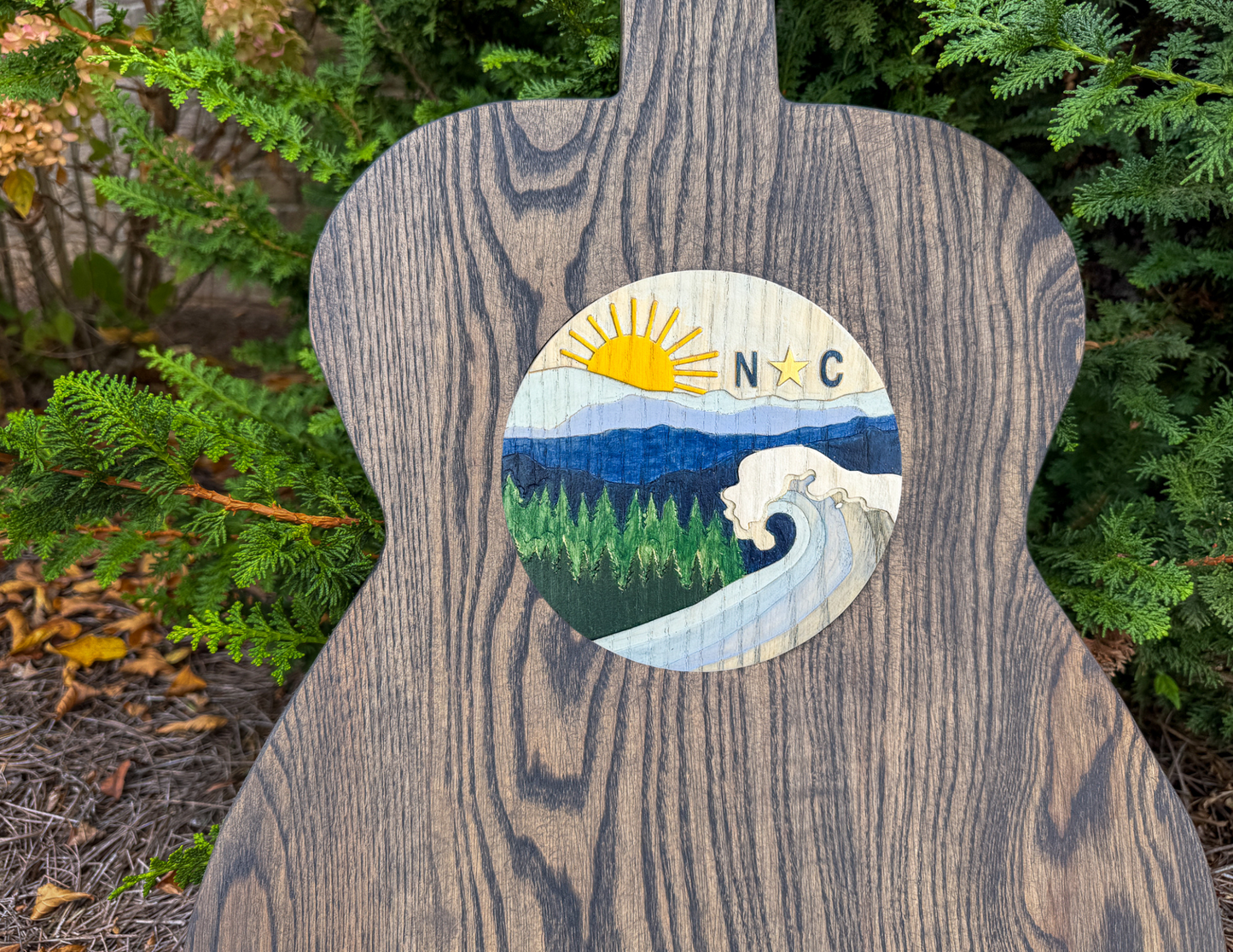 North Carolina-Inspired Wood Art Guitar