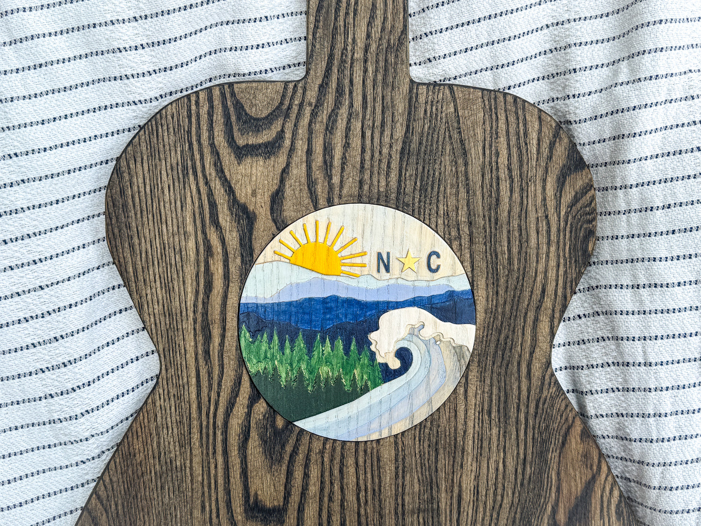 North Carolina-Inspired Wood Art Guitar