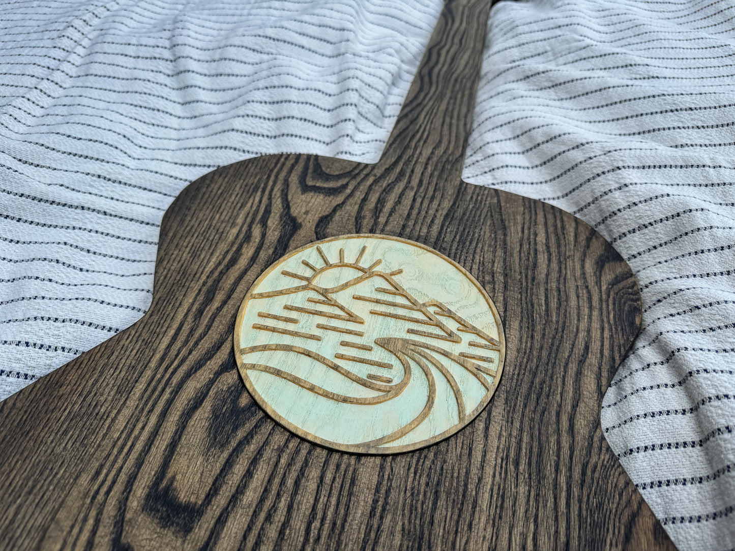 North Carolina-Inspired Wood Art Guitar