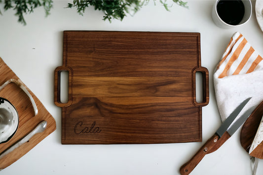 Personalized Wood Charcuterie Board with Handles – Custom Cutting Board with Handles – Engraved Grazing Board – Grazing Platter – Food Tray