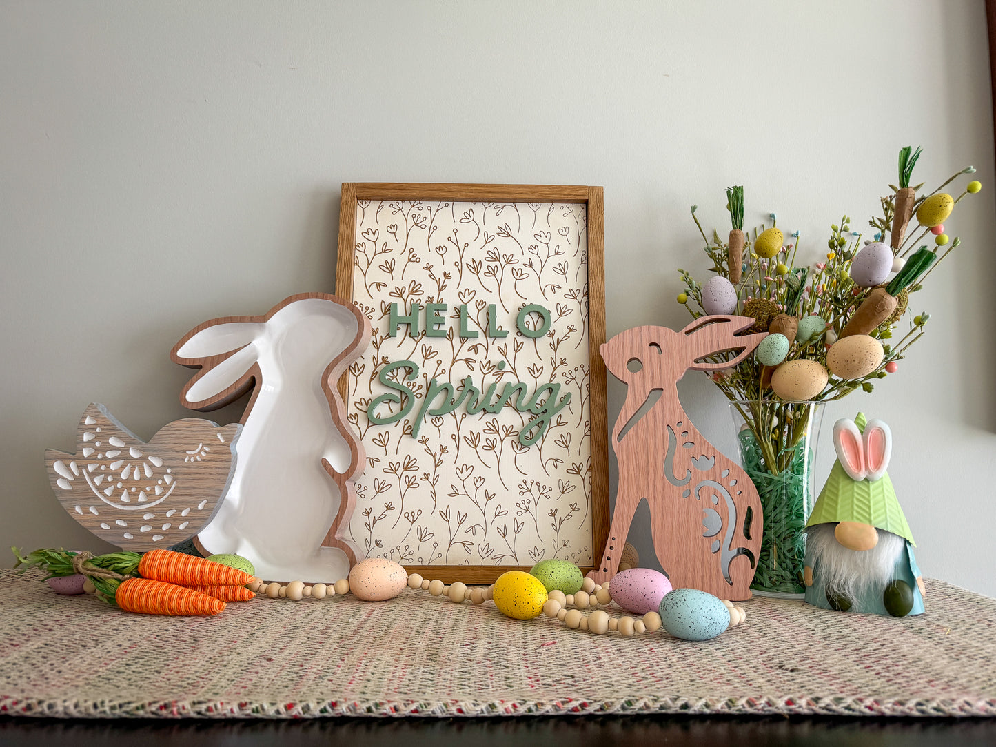 Rabbit Tray – Wood Tray – Spring Décor – Wood Décor – Easter Decor – Bunny Tray – Seasonal Décor – Rabbit Décor – Wood Art – Enameled Tray