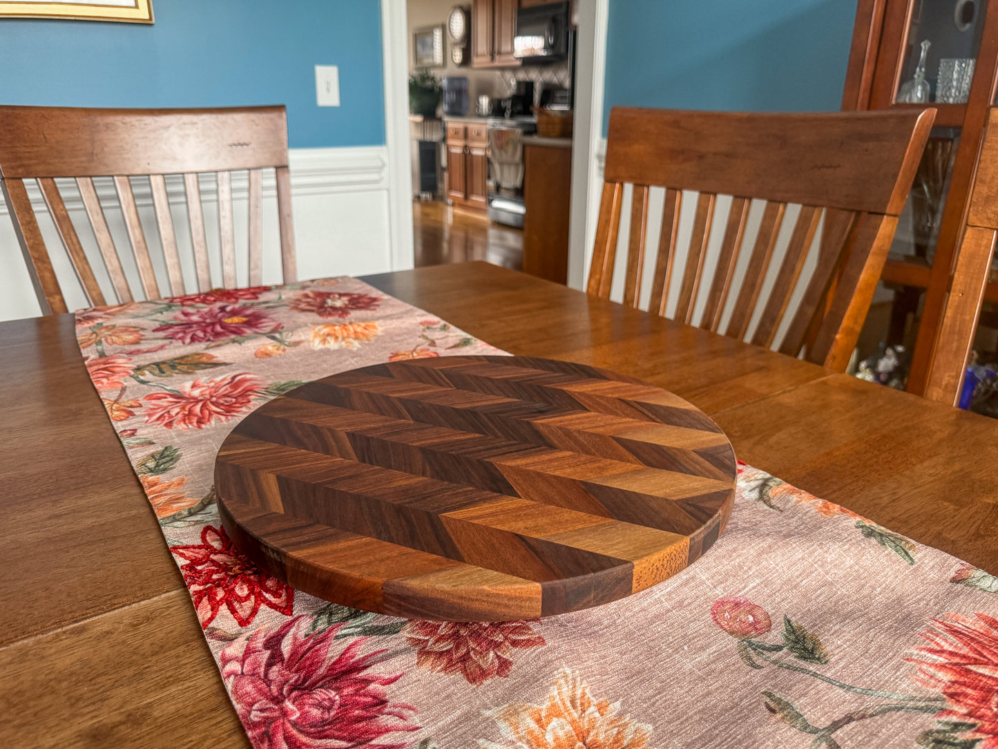 Chevron Wood Lazy Susan – Lazy Susan – Turn Table – Kitchen Table Décor – Rotating Tray