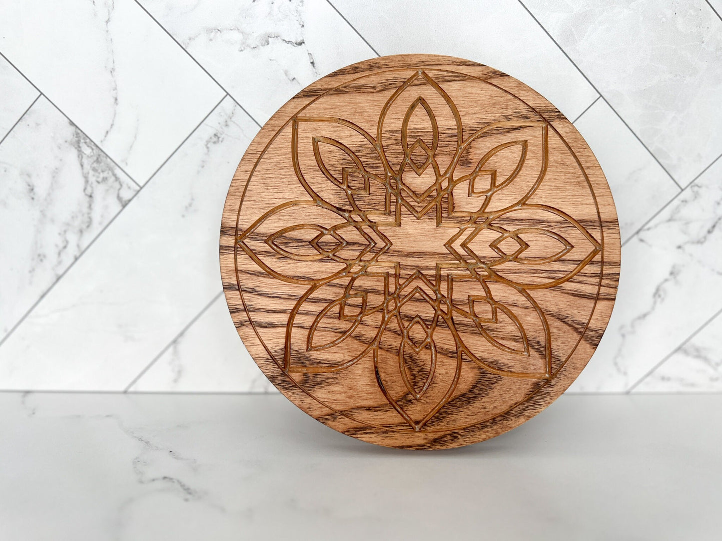 Carved Flower Wooden Trivet, Serving Tray, Wood Trivet for Dining Table, Dining Accessories, Wood Gifts, Hot Tray, Pot Holder