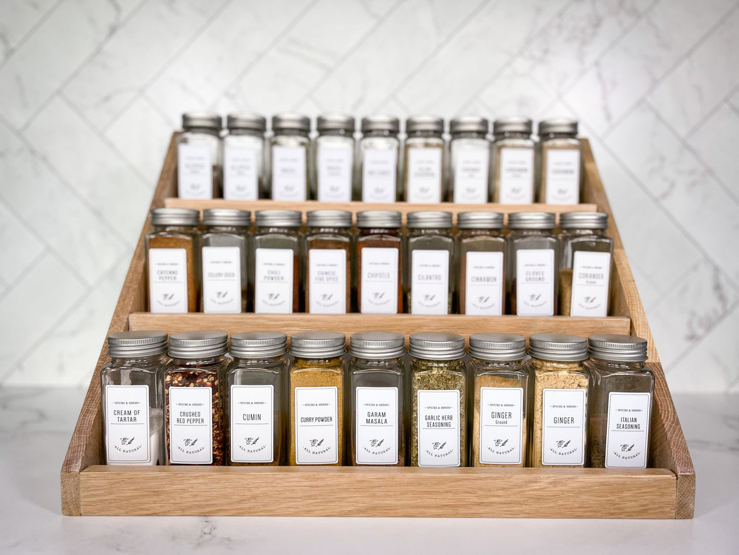 Wood Spice Rack – 2 Size Options – Spice Storage – Spice Shelf – Spice Jar Organization – Kitchen Organization - 50+ Colors