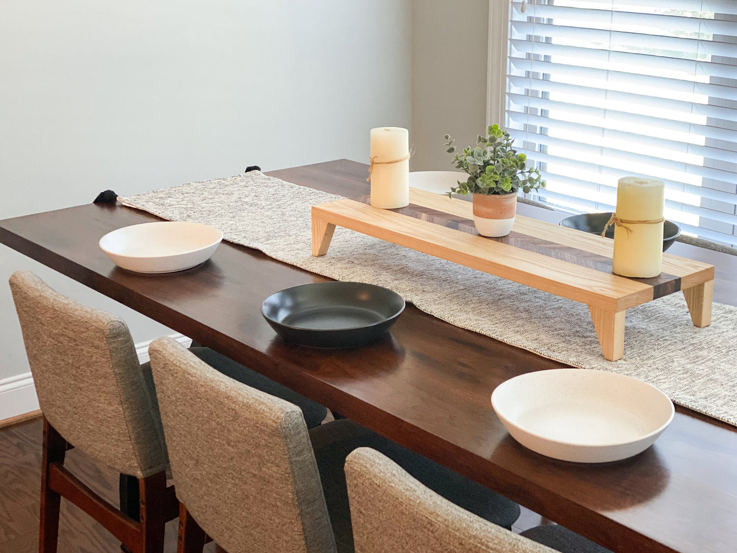 Chevron Wood Table Riser – Many Color Options – Serve Stand – Plant Stand – Table Decor – Wood Riser – Chevron Footed Tray – Modern Riser