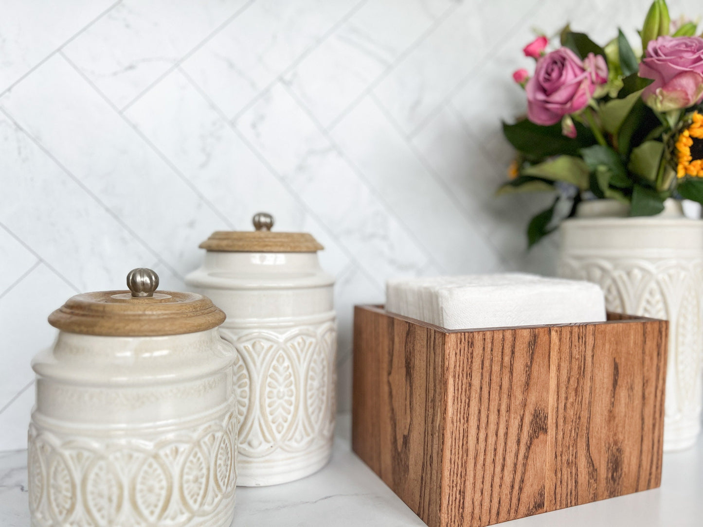 Wood Napkin Holder – Many Color Options – Napkin Storage Box – Decorative Napkin Tray – Napkin Organization – Kitchen Organization