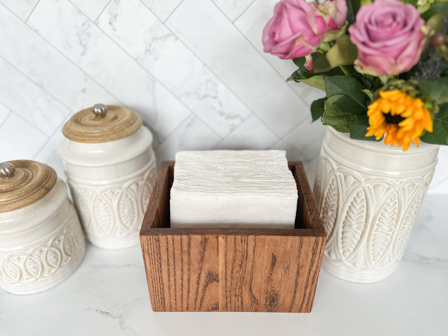 Wood Napkin Holder – Many Color Options – Napkin Storage Box – Decorative Napkin Tray – Napkin Organization – Kitchen Organization