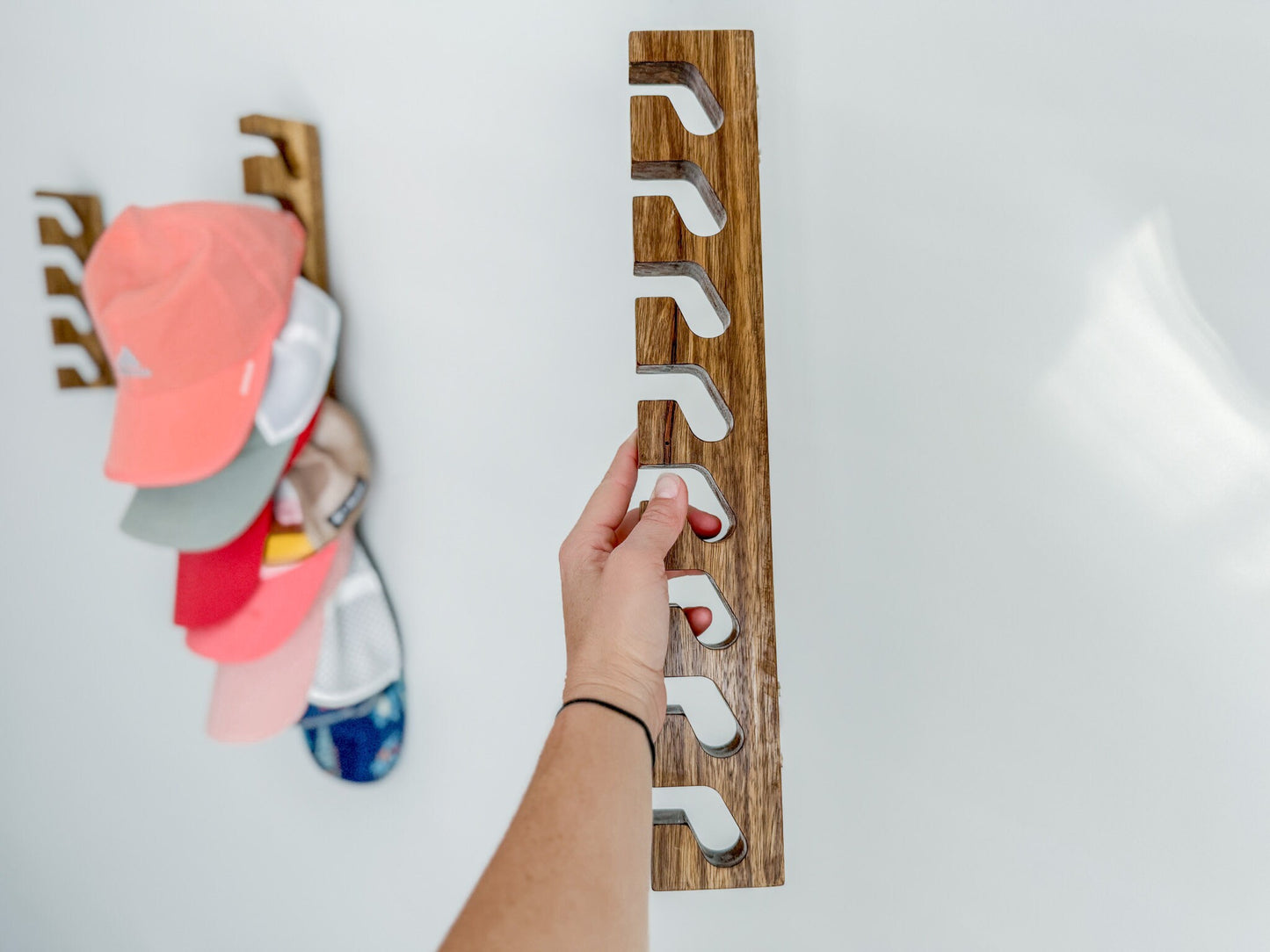 Deluxe Wood Hat Rack – Variety of Sizes – 5 Wood Types – 55+ Color Options – Hat Storage – Hat Organization