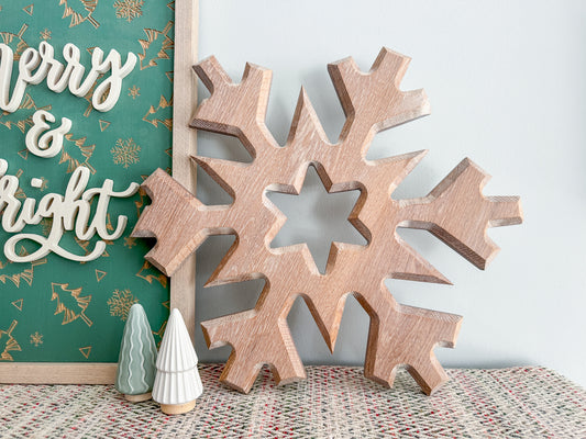 3D Snowflake – White Oak Snowflake – Snowflake Winter Decor – Snowflake Wall Art – Wood Decor – Wood Art – Seasonal Decor