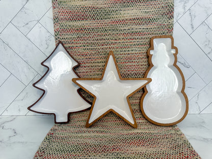 Christmas Trays – Wood Trays – Winter Decor – Wood Decor – Wood Christmas Decor – Snowman Tray – Holiday Décor – Christmas Décor – Christmas Tree Tray – Star Tray - Enameled Tray