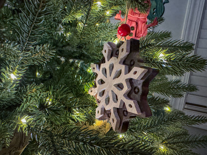 Christmas Ornaments – Two-Tone Wood Ornaments – Wood Christmas Ornaments – Reindeer Ornament – Snowflake Ornament – Snowman Ornament – Holiday Décor – Christmas Décor – Snowglobe Ornament