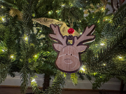 Christmas Ornaments – Two-Tone Wood Ornaments – Wood Christmas Ornaments – Reindeer Ornament – Snowflake Ornament – Snowman Ornament – Holiday Décor – Christmas Décor – Snowglobe Ornament