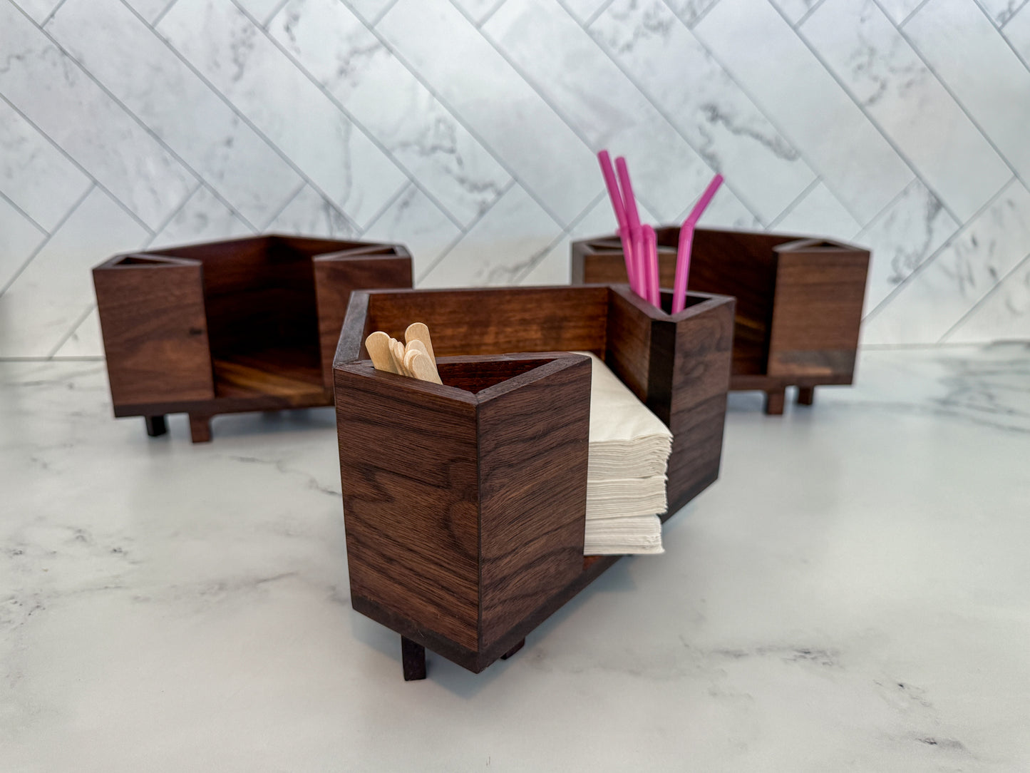 Cocktail Napkin Holder – Napkin Tray – Napkin and Straw Holder – Kitchen Organization – Coffee Bar Accessory – Cocktail Bar Accessory