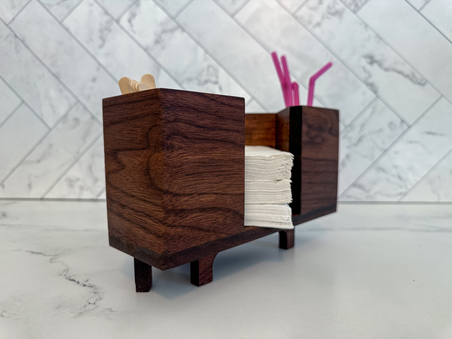 Cocktail Napkin Holder – Napkin Tray – Napkin and Straw Holder – Kitchen Organization – Coffee Bar Accessory – Cocktail Bar Accessory