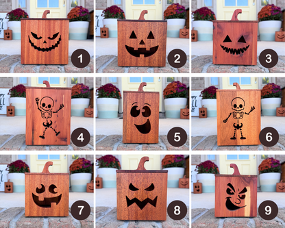 Mahogany and Cedar Jack-O-Lantern Boxes – Premium Indoor and Outdoor Halloween Decorations