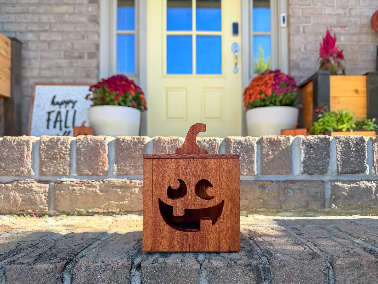 Mahogany and Cedar Jack-O-Lantern Boxes – Premium Indoor and Outdoor Halloween Decorations