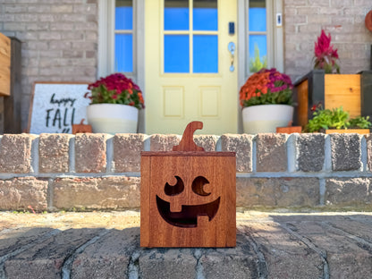 Mahogany and Cedar Jack-O-Lantern Boxes – Premium Indoor and Outdoor Halloween Decorations