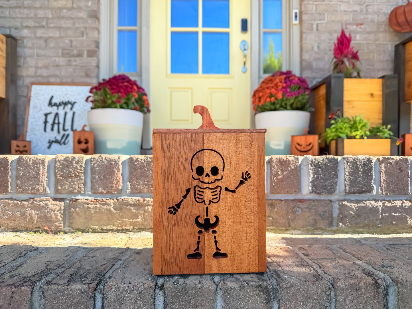 Mahogany and Cedar Jack-O-Lantern Boxes – Premium Indoor and Outdoor Halloween Decorations