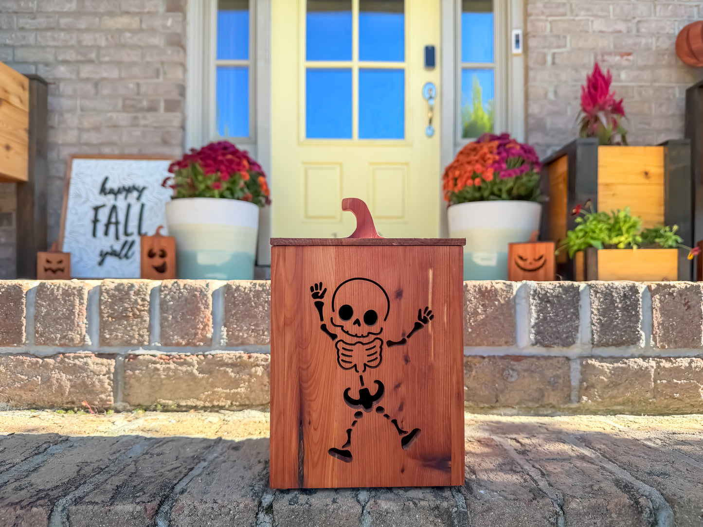 Mahogany and Cedar Jack-O-Lantern Boxes – Premium Indoor and Outdoor Halloween Decorations