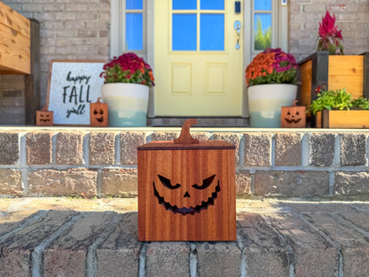 Mahogany and Cedar Jack-O-Lantern Boxes – Premium Indoor and Outdoor Halloween Decorations