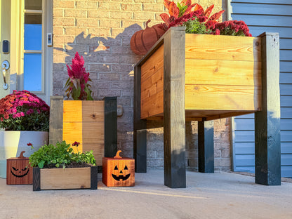Mahogany and Cedar Jack-O-Lantern Boxes – Premium Indoor and Outdoor Halloween Decorations
