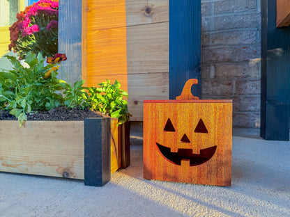 Mahogany and Cedar Jack-O-Lantern Boxes – Premium Indoor and Outdoor Halloween Decorations
