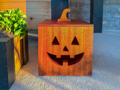 Mahogany and Cedar Jack-O-Lantern Boxes – Premium Indoor and Outdoor Halloween Decorations