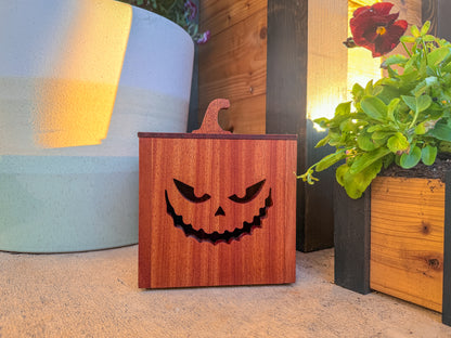 Mahogany and Cedar Jack-O-Lantern Boxes – Premium Indoor and Outdoor Halloween Decorations