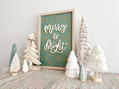 Merry and Bright 3D Christmas Wood Sign - Christmas Wall Art – Holiday Decor – Christmas Decor – Holiday Wall Art – Christmas Tree Decor – Winter Wood Sign – Christmas Sign – Holiday Home Decor