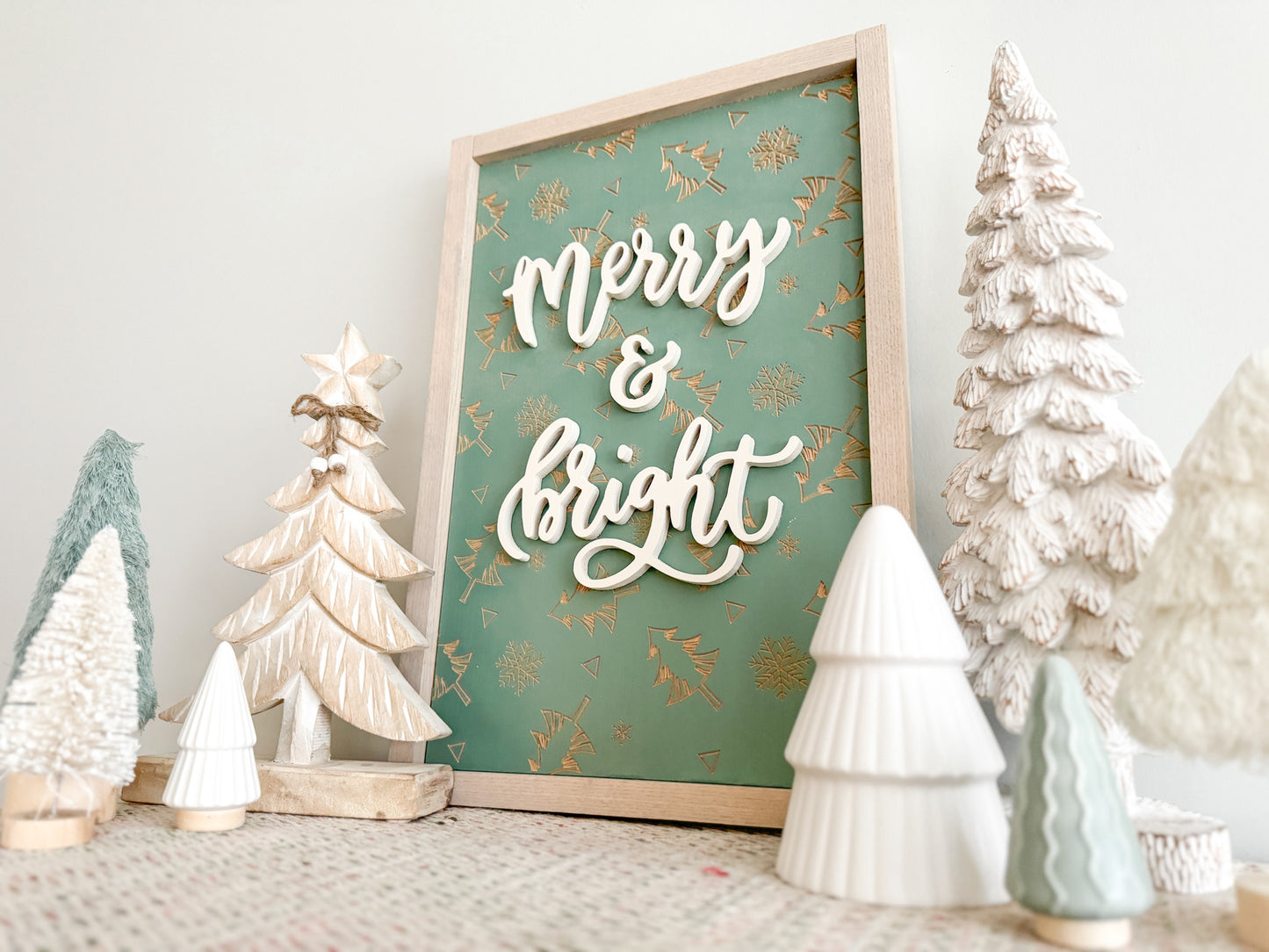 Merry and Bright 3D Christmas Wood Sign - Christmas Wall Art – Holiday Decor – Christmas Decor – Holiday Wall Art – Christmas Tree Decor – Winter Wood Sign – Christmas Sign – Holiday Home Decor