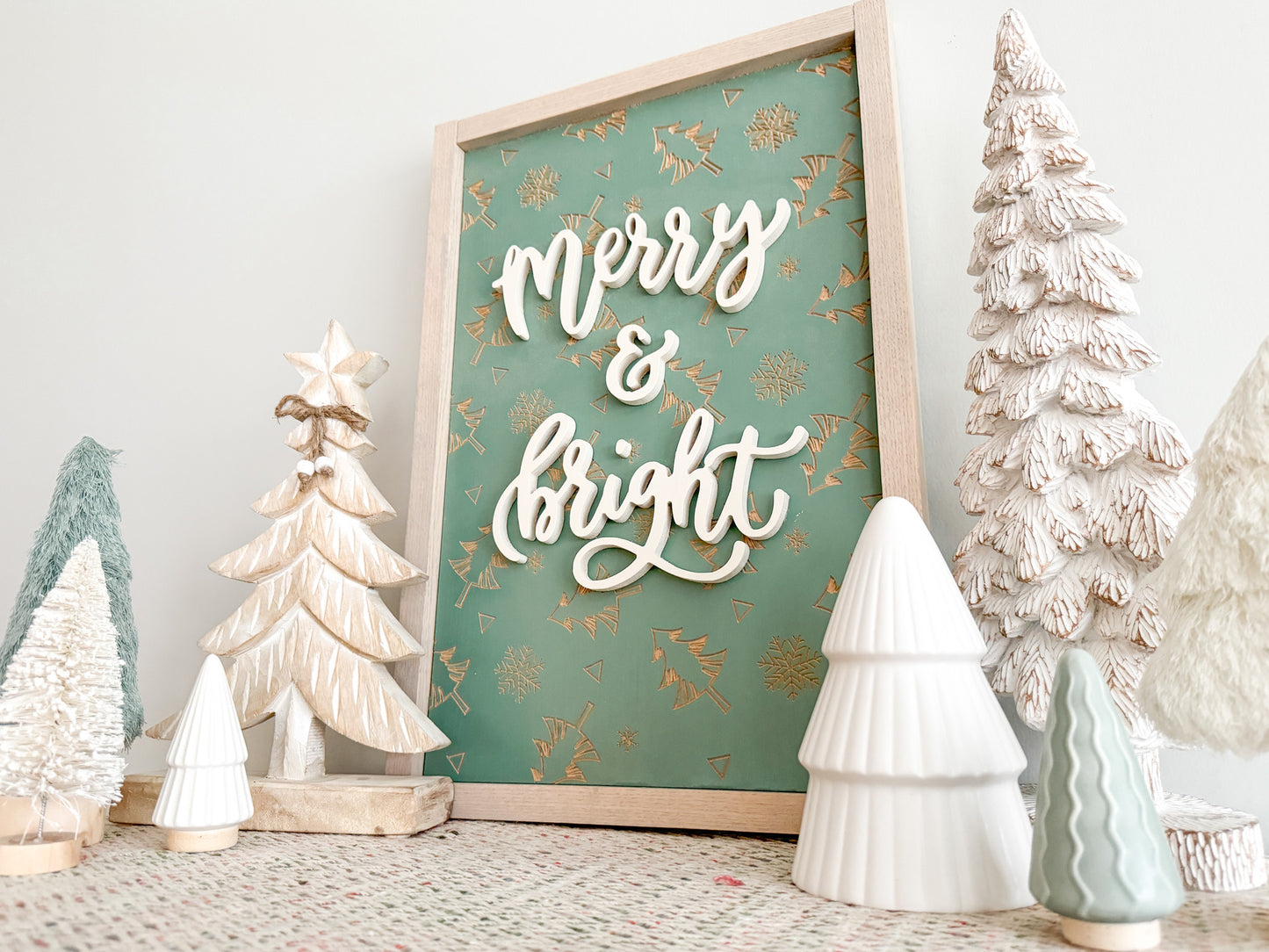 Merry and Bright 3D Christmas Wood Sign - Christmas Wall Art – Holiday Decor – Christmas Decor – Holiday Wall Art – Christmas Tree Decor – Winter Wood Sign – Christmas Sign – Holiday Home Decor