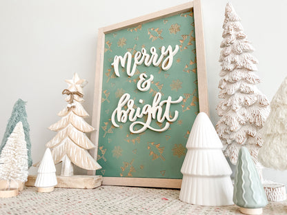 Merry and Bright 3D Christmas Wood Sign - Christmas Wall Art – Holiday Decor – Christmas Decor – Holiday Wall Art – Christmas Tree Decor – Winter Wood Sign – Christmas Sign – Holiday Home Decor