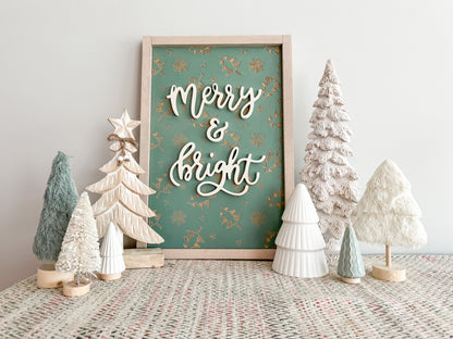 Merry and Bright 3D Christmas Wood Sign - Christmas Wall Art – Holiday Decor – Christmas Decor – Holiday Wall Art – Christmas Tree Decor – Winter Wood Sign – Christmas Sign – Holiday Home Decor