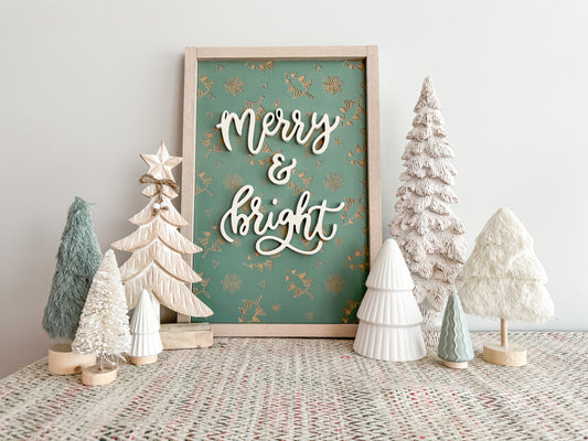Merry and Bright 3D Christmas Wood Sign - Christmas Wall Art – Holiday Decor – Christmas Decor – Holiday Wall Art – Christmas Tree Decor – Winter Wood Sign – Christmas Sign – Holiday Home Decor