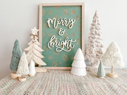 Merry and Bright 3D Christmas Wood Sign - Christmas Wall Art – Holiday Decor – Christmas Decor – Holiday Wall Art – Christmas Tree Decor – Winter Wood Sign – Christmas Sign – Holiday Home Decor