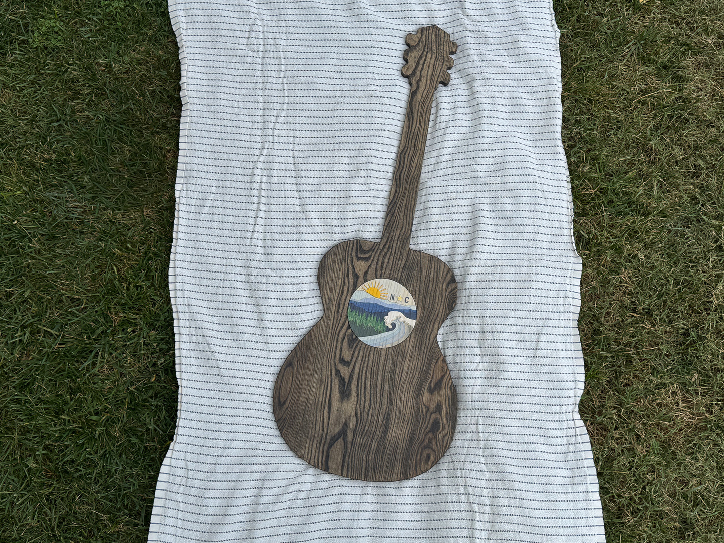 North Carolina-Inspired Wood Art Guitar