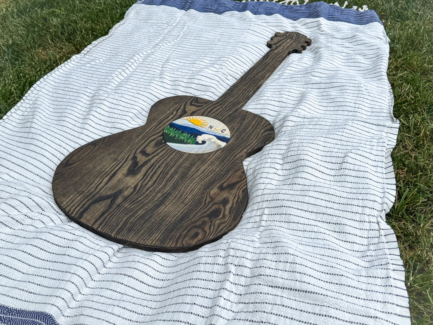 North Carolina-Inspired Wood Art Guitar