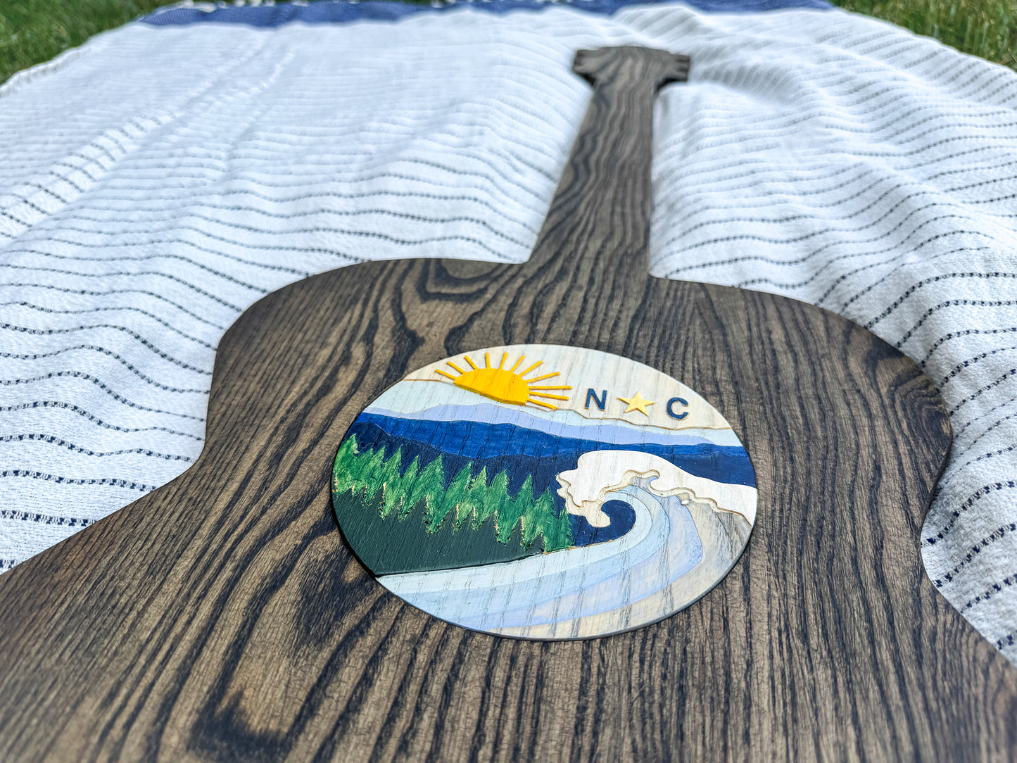 North Carolina-Inspired Wood Art Guitar