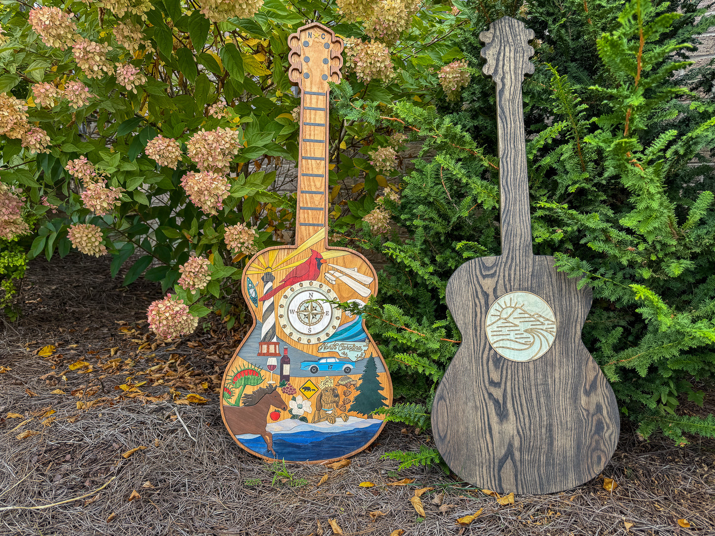 North Carolina-Inspired Wood Art Guitar