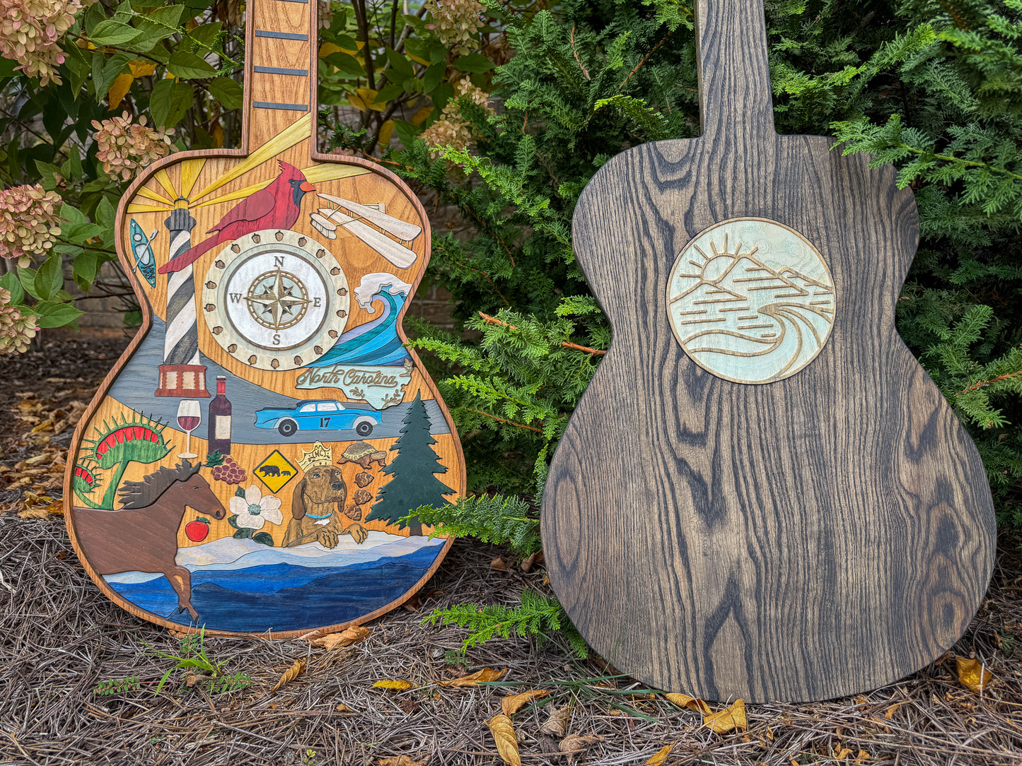 North Carolina-Inspired Wood Art Guitar