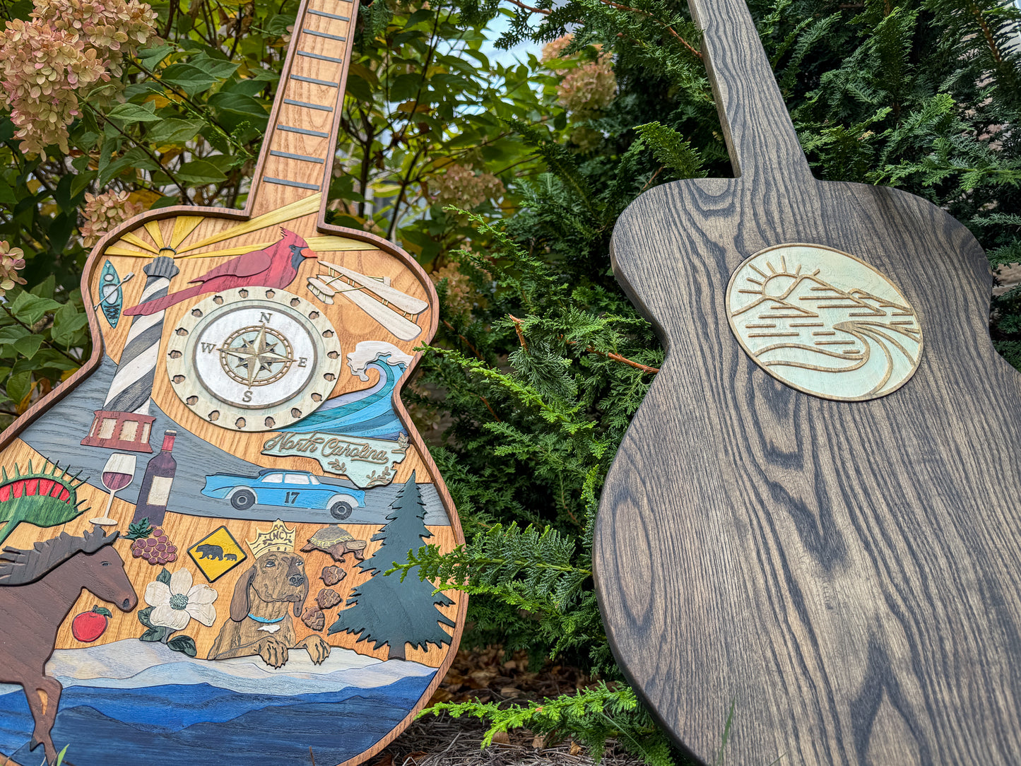 North Carolina-Inspired Wood Art Guitar
