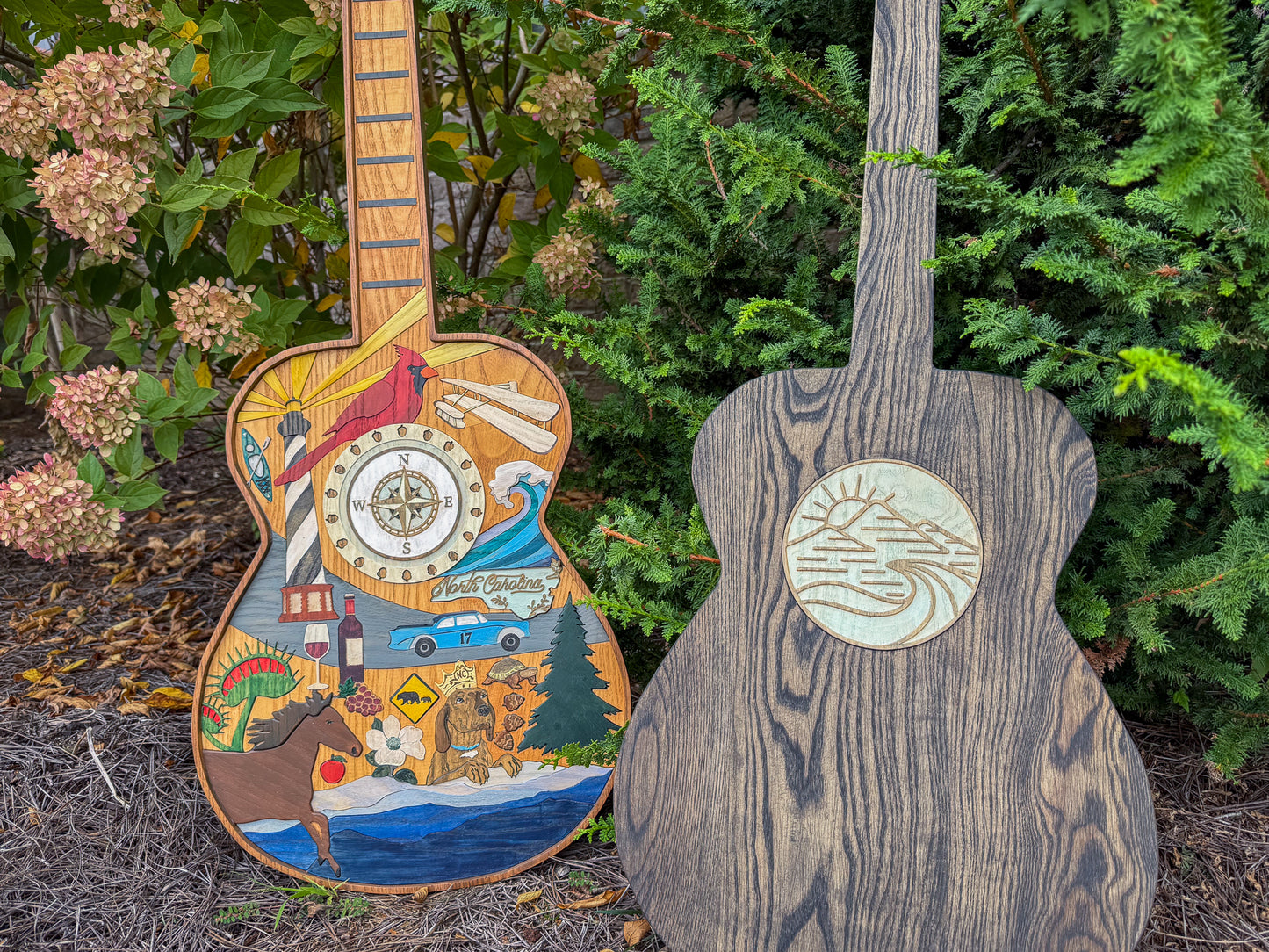 North Carolina-Inspired Wood Art Guitar