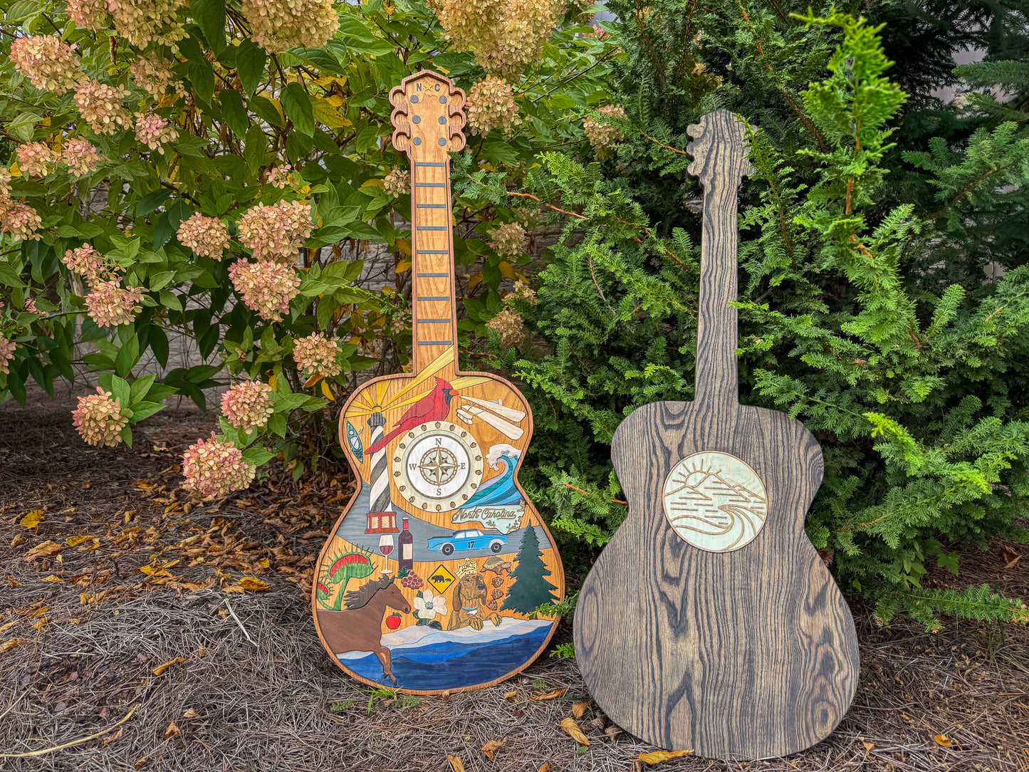 North Carolina-Inspired Wood Art Guitar