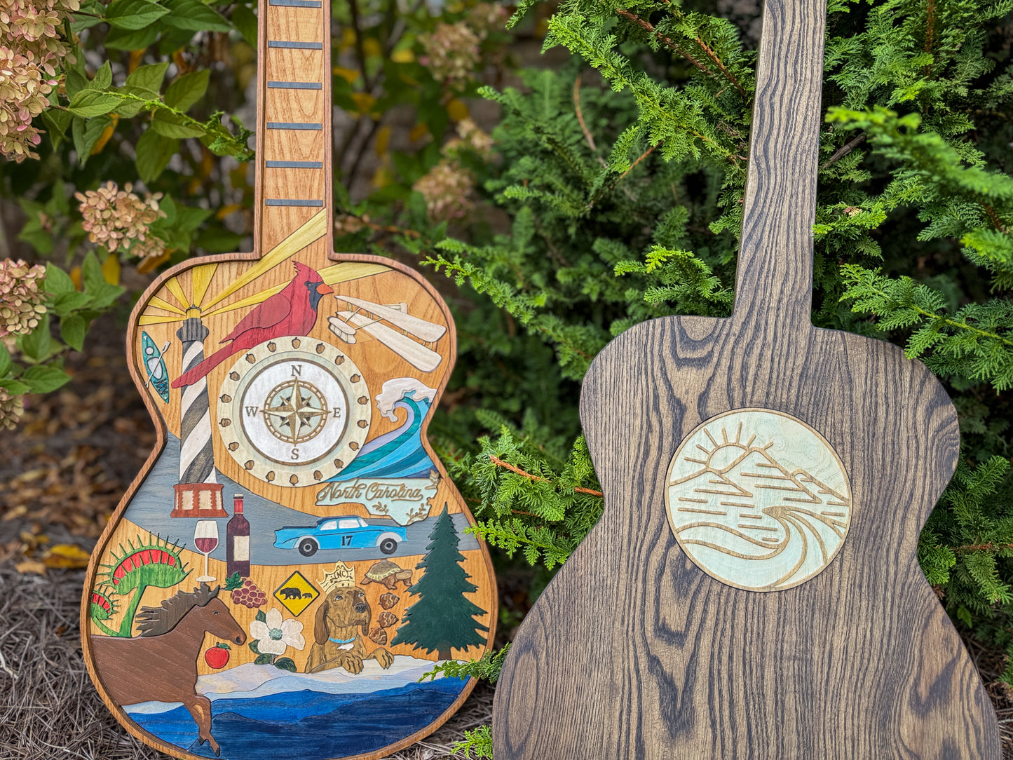 North Carolina-Inspired Wood Art Guitar