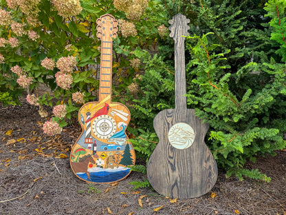 North Carolina-Themed Wood Art Acoustic Guitar Collage